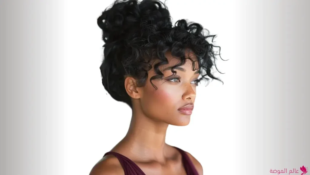 تسريحة شعر كيرلي المرتفع (Curly Updo) تسريحة شعر كيرلي المرتفع (Curly Updo)