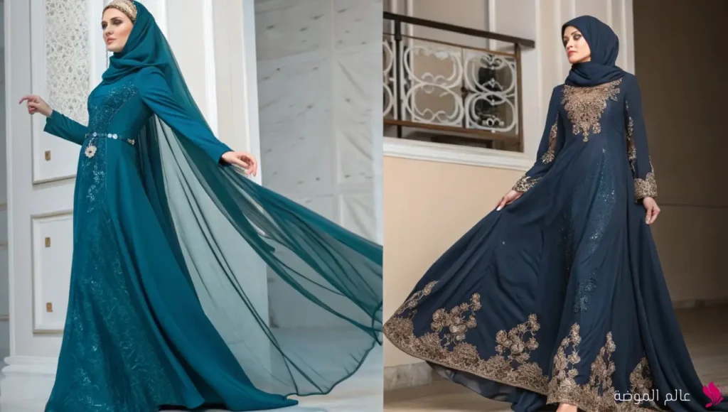 فساتين السواريه للمحجبات ذات التصميمات الطويلة والواسعة فساتين السواريه للمحجبات ذات التصميمات الطويلة والواسعة