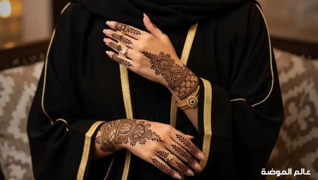الحناء الإماراتية تجمع بين التراث والإبداع والجمال يد إماراتية مزينة بنقوش حناء تراثية وعصرية