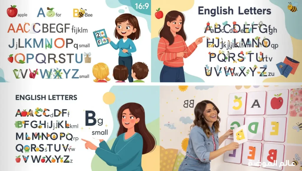 تعلم الحروف الإنجليزية مع صور تعليمية