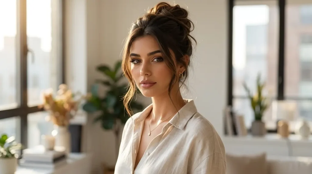 تسريحات للشعر الطويل بالكعكة الفوضوية لإطلالة عصرية جذابة تسريحات للشعر الطويل بالكعكة الفوضوية الأنيقة اليومية