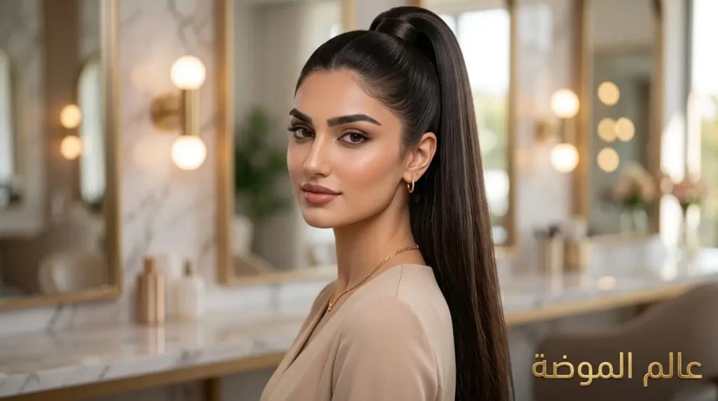 ذيل الحصان المرتفع يمنح الشعر كثافة وإطلالة راقية شعر طويل بذيل حصان مرتفع يبرز ملامح الوجه بأناقة