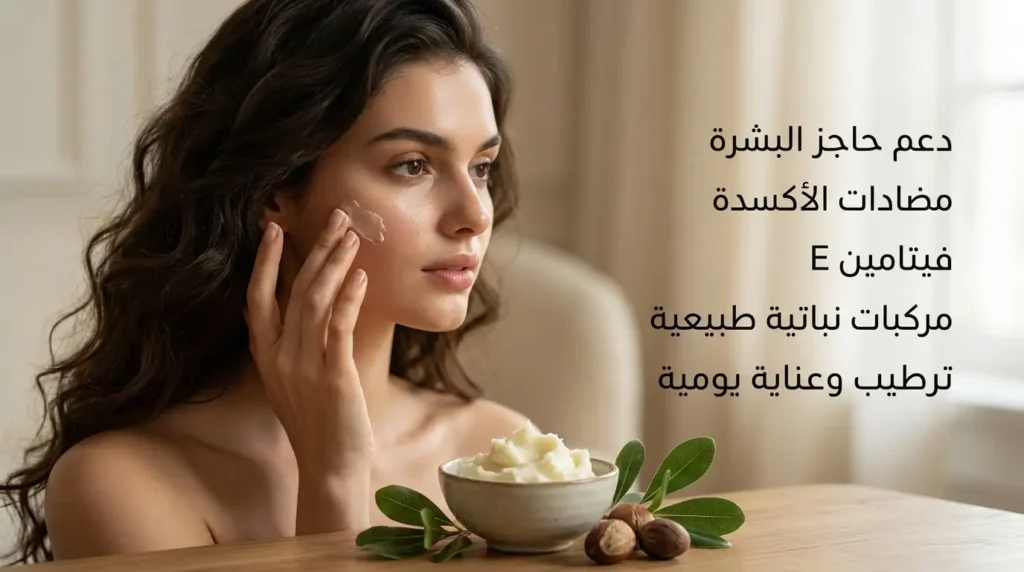 فوائد زبدة الشيا للبشرة ومضادات الأكسدة وفيتامين E فوائد زبدة الشيا للبشرة ودعم حاجز الجلد