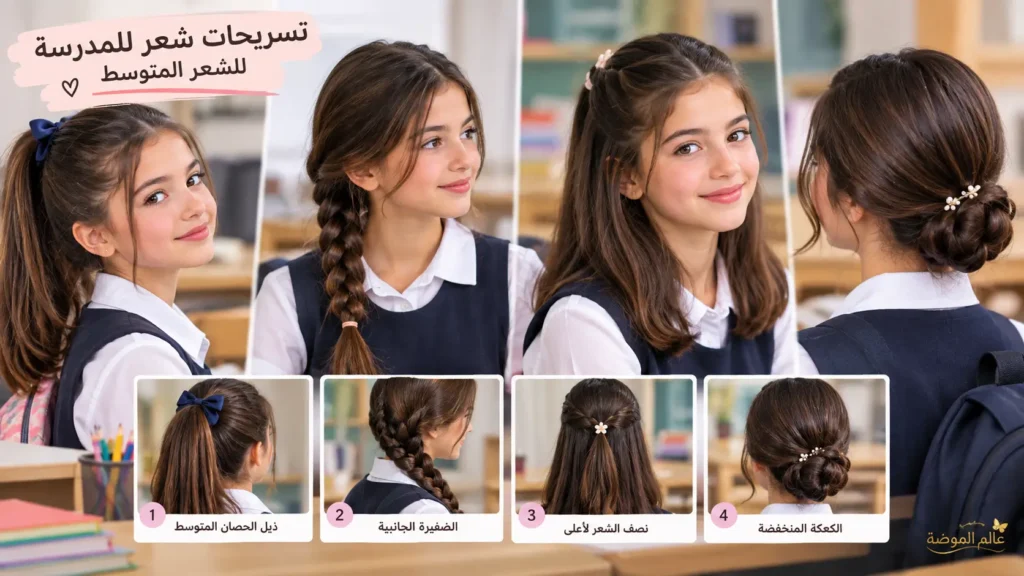 تسريحات عملية للشعر المتوسط تحافظ على ترتيبه طوال اليوم أفكار عملية لتصفيف الشعر المتوسط للبنات